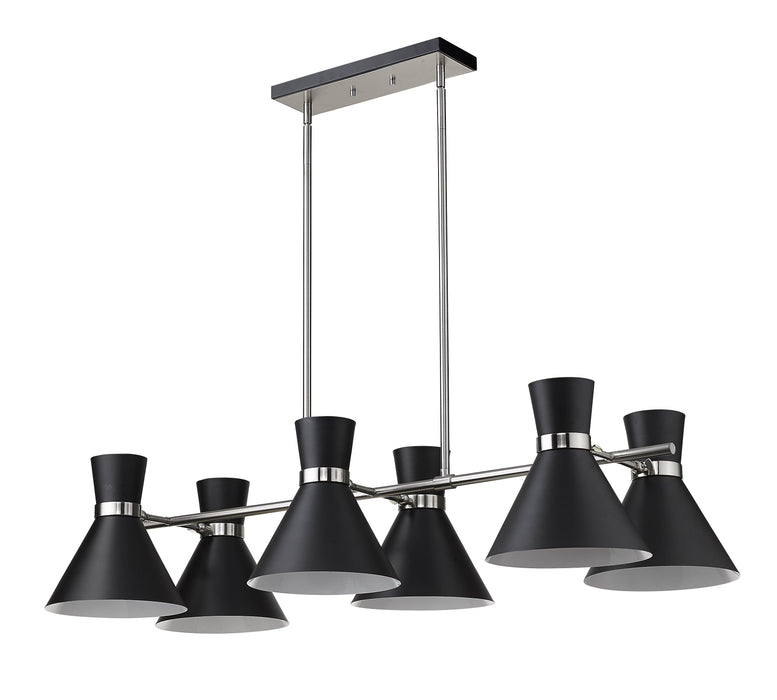 Linear Chandelier Z-Lite 728-6L-MB-BN Matte Black + Brushed Nickel Soriano 6 Light Linear Chandelier Z-Lite