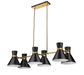 Linear Chandelier Z-Lite 728-6L-MB-HBR Matte Black + Heritage Brass Soriano 6 Light Linear Chandelier Z-Lite