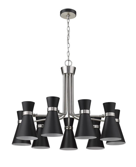 Chandelier Z-Lite 728-9MB-BN Matte Black + Brushed Nickel Soriano 9 Light Chandelier Z-Lite