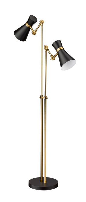 Floor Lamp Z-Lite 728FL-MB-HBR Matte Black + Heritage Brass Soriano 2 Light Floor Lamp Z-Lite
