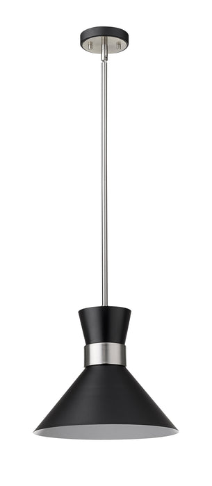 Pendant Z-Lite 728P13-MB-BN Matte Black + Brushed Nickel Soriano 1 Light Pendant Z-Lite