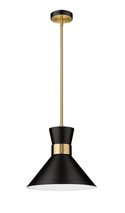 Pendant Z-Lite 728P13-MB-HBR Matte Black + Heritage Brass Soriano 1 Light Pendant Z-Lite
