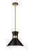 Pendant Z-Lite 728P13-MB-HBR Matte Black + Heritage Brass Soriano 1 Light Pendant Z-Lite