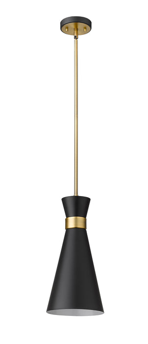 Pendant Z-Lite 728P8-MB-HBR Matte Black + Heritage Brass Soriano 1 Light Pendant Z-Lite