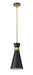 Pendant Z-Lite 728P8-MB-HBR Matte Black + Heritage Brass Soriano 1 Light Pendant Z-Lite