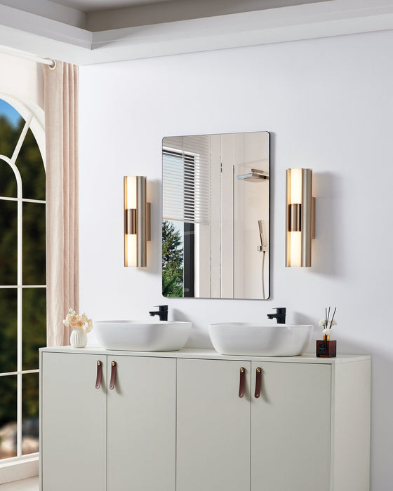 Vanity Light Thesis 207622A Colton 18 inch 2 light Champagne Gold 5CCT LED Vanity Light with Etched Opal Glass Shades THESIS