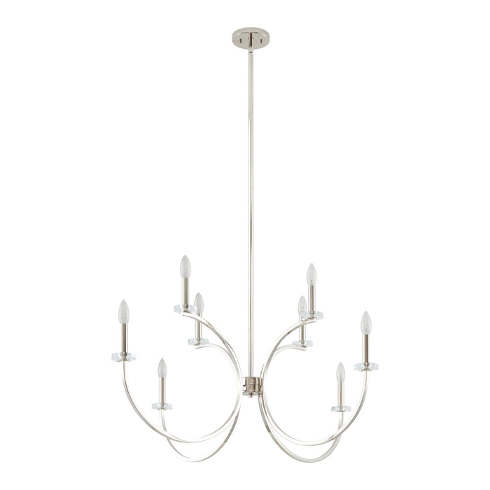 Chandelier Thesis 206936A Florian 44 inch 8 light Polished Nickel and Clear Glass Chandelier THESIS