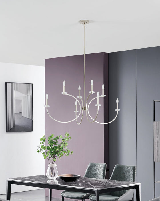 Chandelier Thesis 206936A Florian 44 inch 8 light Polished Nickel and Clear Glass Chandelier THESIS