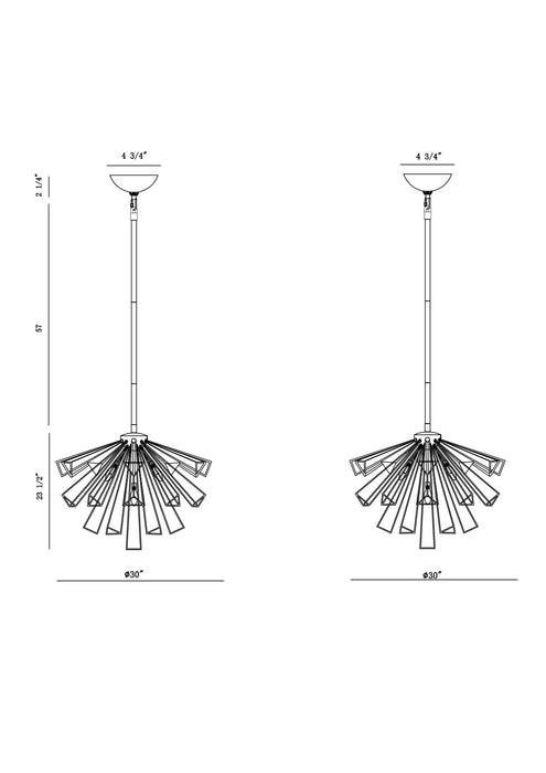 Eurofase 43863-027 Dendelio 30" Matte Gold Chandelier