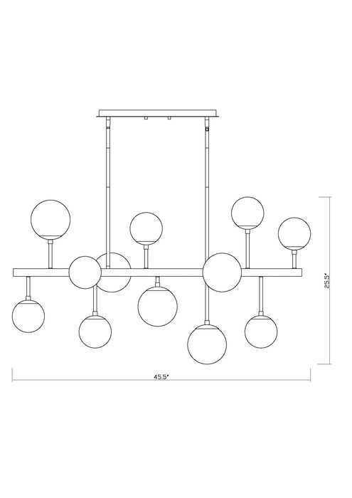 Linear Chandelier Z-Lite 730-13L-MB Matte Black Midnetic 13 Light Linear Chandelier Z-Lite