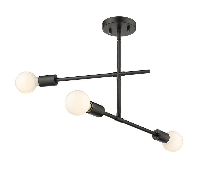 Semi Flush Mount Z-Lite 731-3SF-MB Matte Black Modernist 3 Light Semi Flush Mount Z-Lite