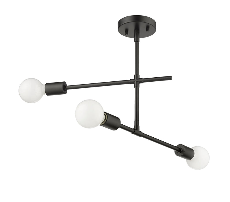 Semi Flush Mount Z-Lite 731-3SF-MB Matte Black Modernist 3 Light Semi Flush Mount Z-Lite