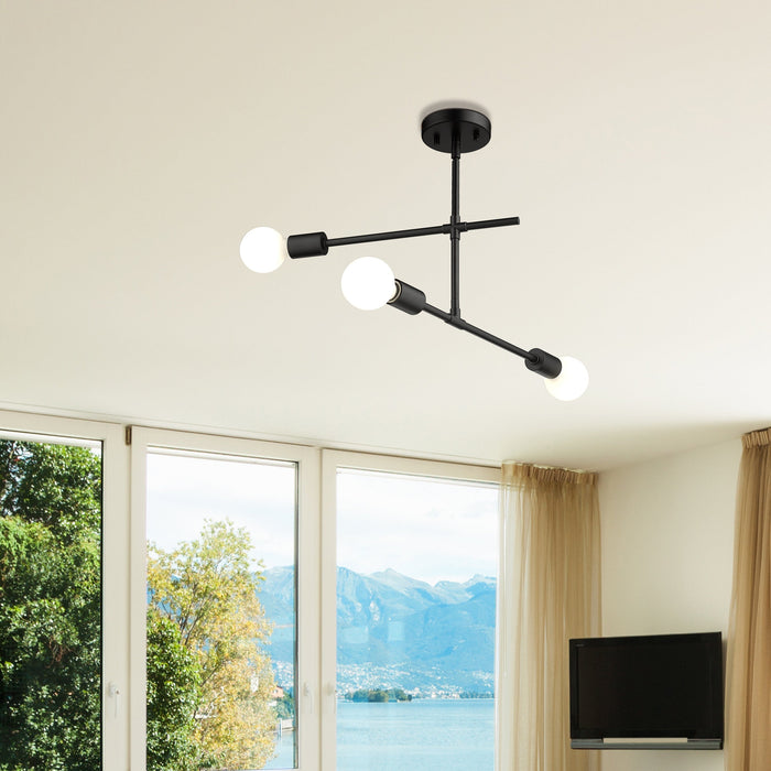 Semi Flush Mount Z-Lite 731-3SF-MB Matte Black Modernist 3 Light Semi Flush Mount Z-Lite