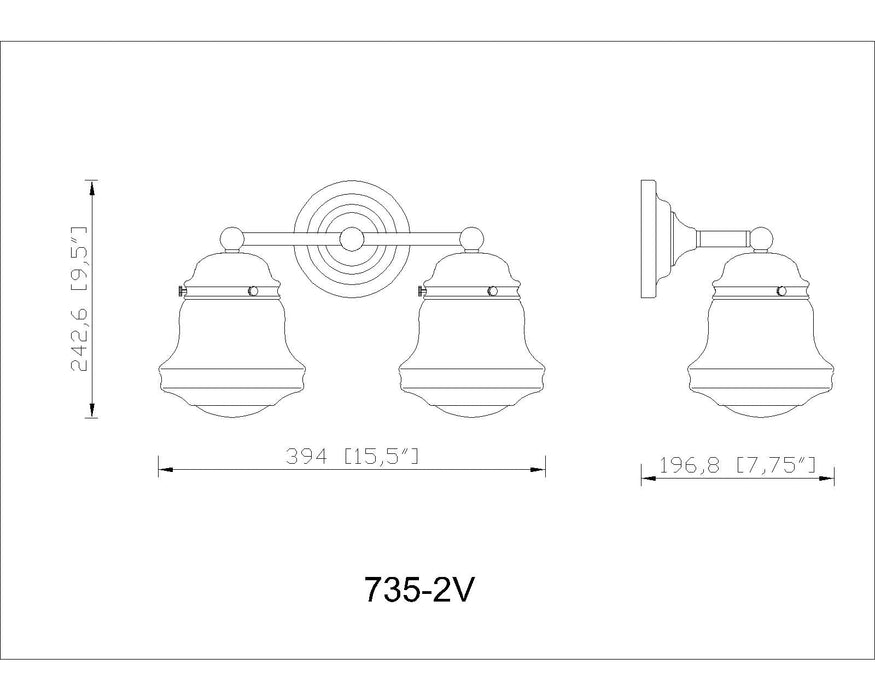 Vanity Z-Lite 735-2V-CH Chrome Vaughn 2 Light Vanity Z-Lite