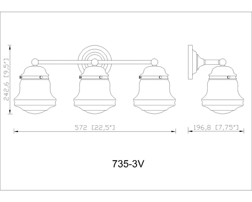 Vanity Z-Lite 735-3V-BN Brushed Nickel Vaughn 3 Light Vanity Z-Lite