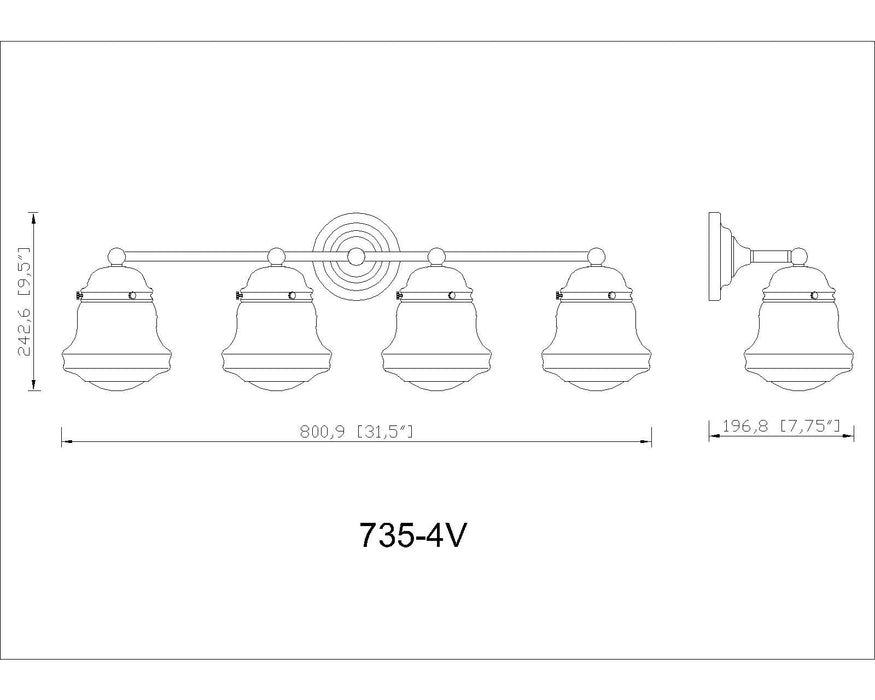 Vanity Z-Lite 735-4V-BN Brushed Nickel Vaughn 4 Light Vanity Z-Lite