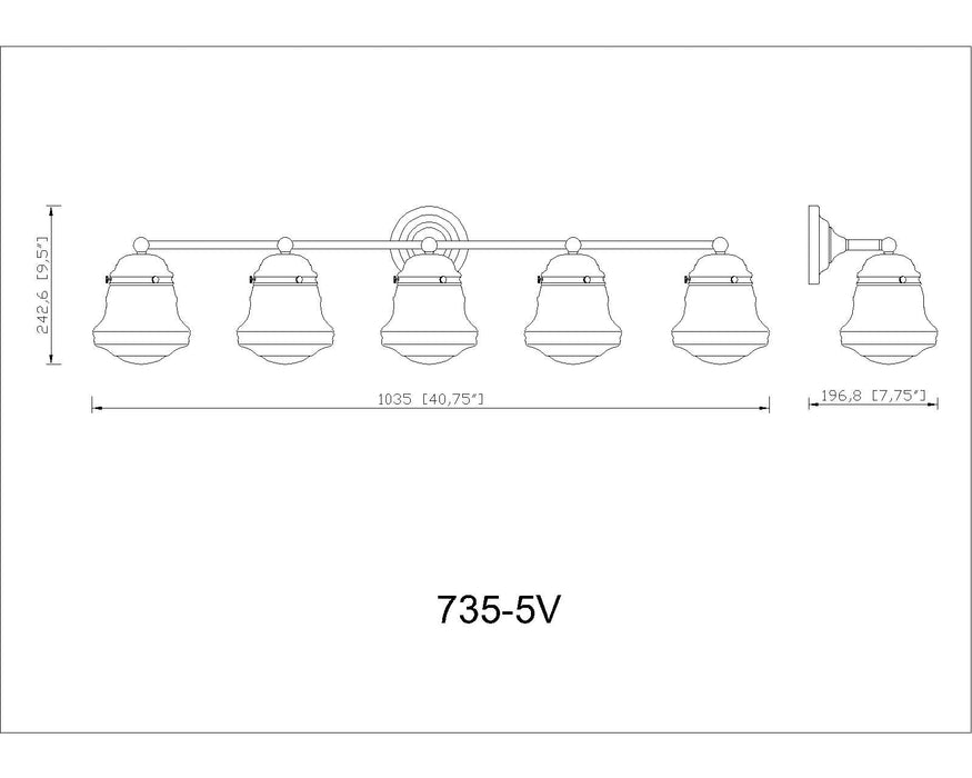 Vanity Z-Lite 735-5V-BN Brushed Nickel Vaughn 5 Light Vanity Z-Lite