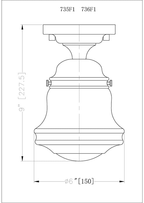 Flush Mount Z-Lite 736F1-BRZ Bronze Vaughn 1 Light Flush Mount Z-Lite