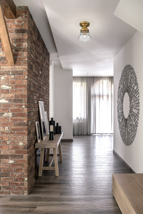 Flush Mount Z-Lite 736F1-HBR Heritage Brass Vaughn 1 Light Flush Mount Z-Lite