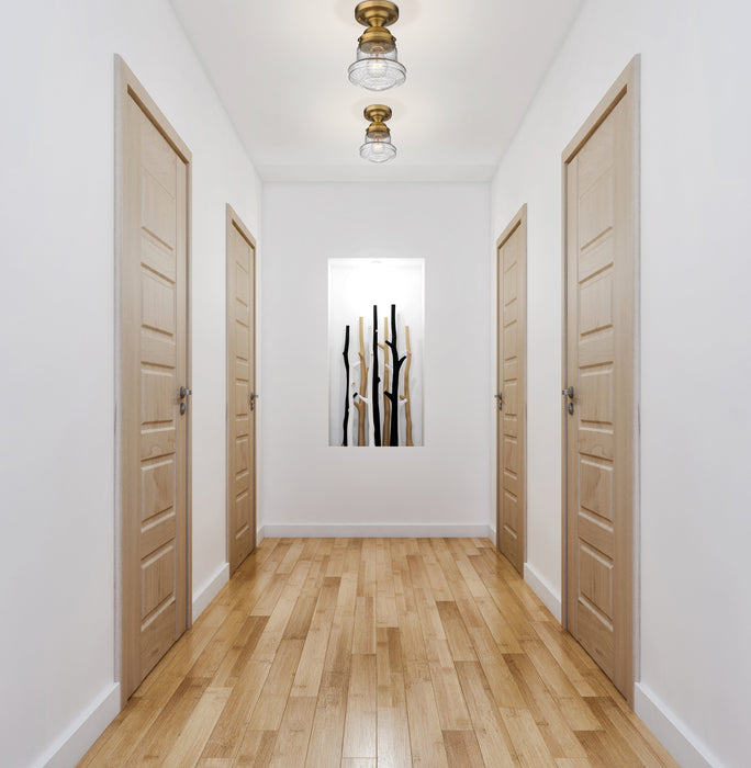 Flush Mount Z-Lite 736F1-HBR Heritage Brass Vaughn 1 Light Flush Mount Z-Lite