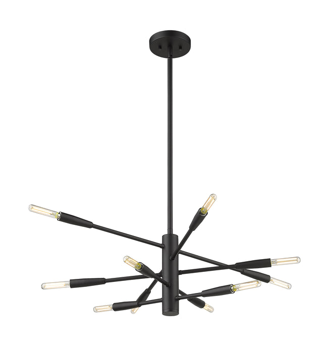 Chandelier Z-Lite 737-10MB Matte Black Ascension 10 Light Chandelier Z-Lite