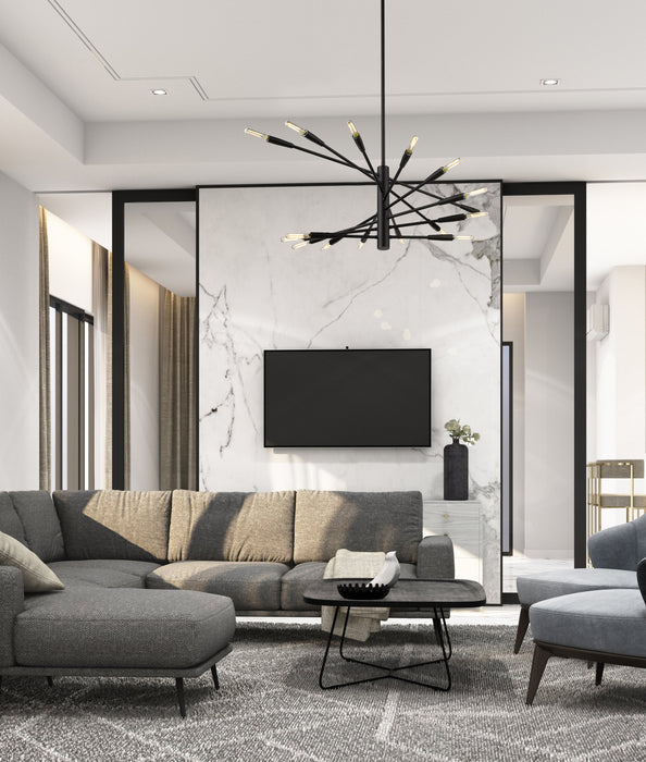 Chandelier Z-Lite 737-16MB Matte Black Ascension 16 Light Chandelier Z-Lite