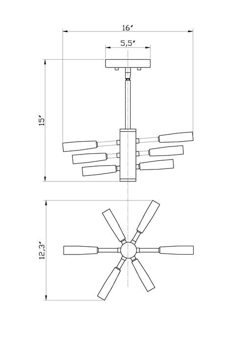 Semi Flush Mount Z-Lite 737SF6-CH Chrome Ascension 6 Light Semi Flush Mount Z-Lite