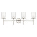 Vanity Light Thesis 207699A Andrea 32 inch 4 light Polished Nickel Vanity Light with Clear Ribbed Glass Shades THESIS