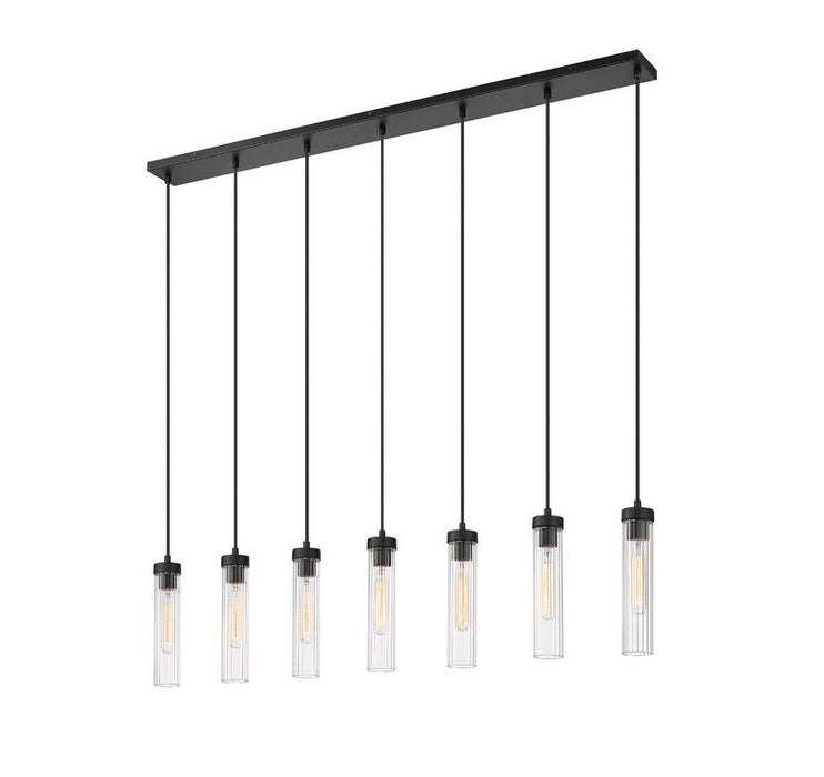 Linear Chandelier Z-Lite 740P-7L-MB Matte Black Beau 7 Light Linear Chandelier Z-Lite