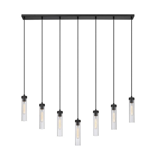 Linear Chandelier Z-Lite 740P-7L-MB Matte Black Beau 7 Light Linear Chandelier Z-Lite
