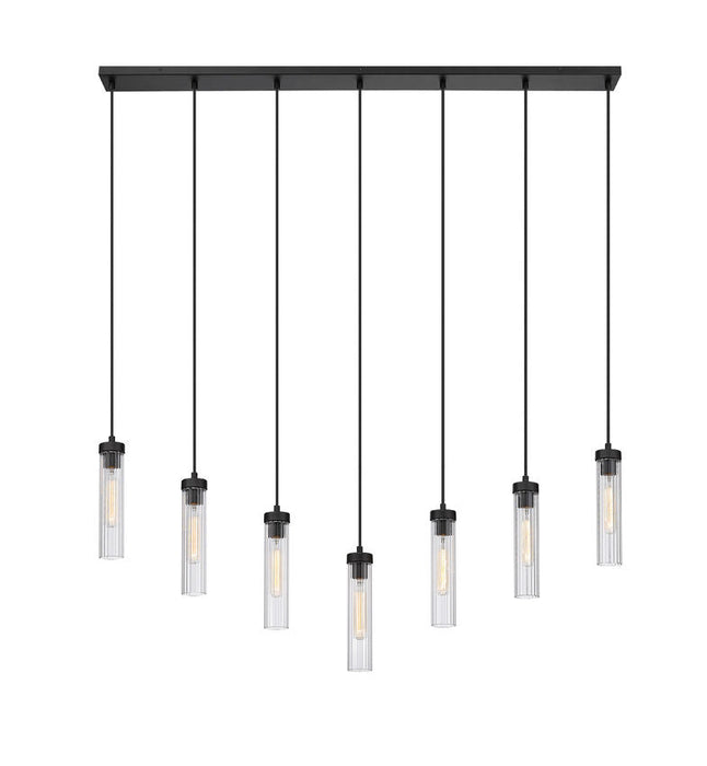 Linear Chandelier Z-Lite 740P-7L-MB Matte Black Beau 7 Light Linear Chandelier Z-Lite