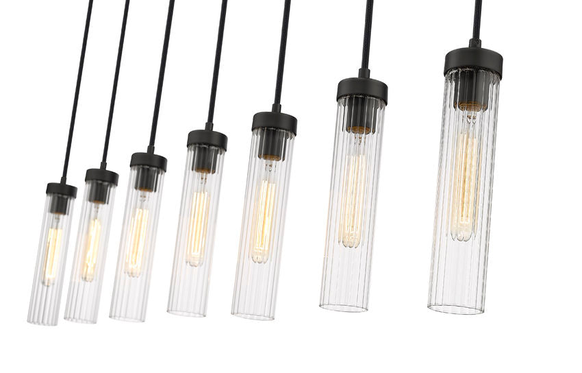 Linear Chandelier Z-Lite 740P-7L-MB Matte Black Beau 7 Light Linear Chandelier Z-Lite
