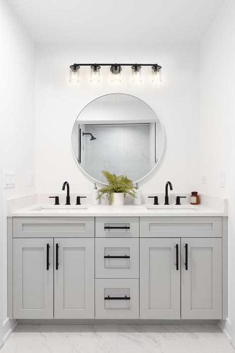 Vanity Z-Lite 742-5V-MB Matte Black Thayer 5 Light Vanity Z-Lite
