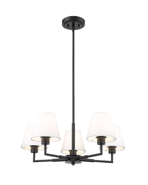 Chandelier Z-Lite 744-26R-MB Matte Black Leila 5 Light Chandelier Z-Lite