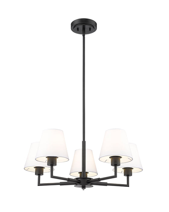 Chandelier Z-Lite 744-26R-MB Matte Black Leila 5 Light Chandelier Z-Lite