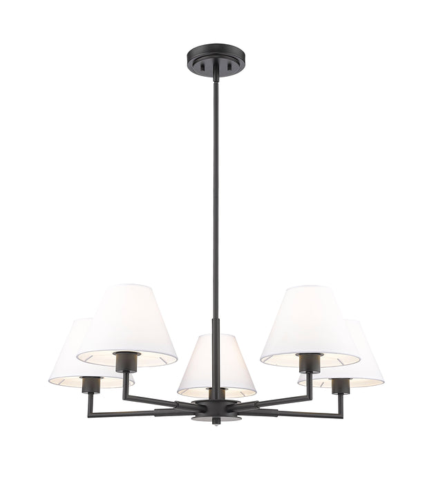 Chandelier Z-Lite 744-34R-MB Matte Black Leila 5 Light Chandelier Z-Lite