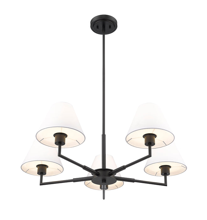 Chandelier Z-Lite 744-34R-MB Matte Black Leila 5 Light Chandelier Z-Lite