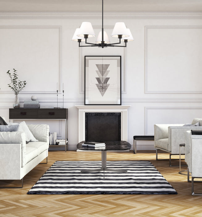 Chandelier Z-Lite 744-34R-MB Matte Black Leila 5 Light Chandelier Z-Lite