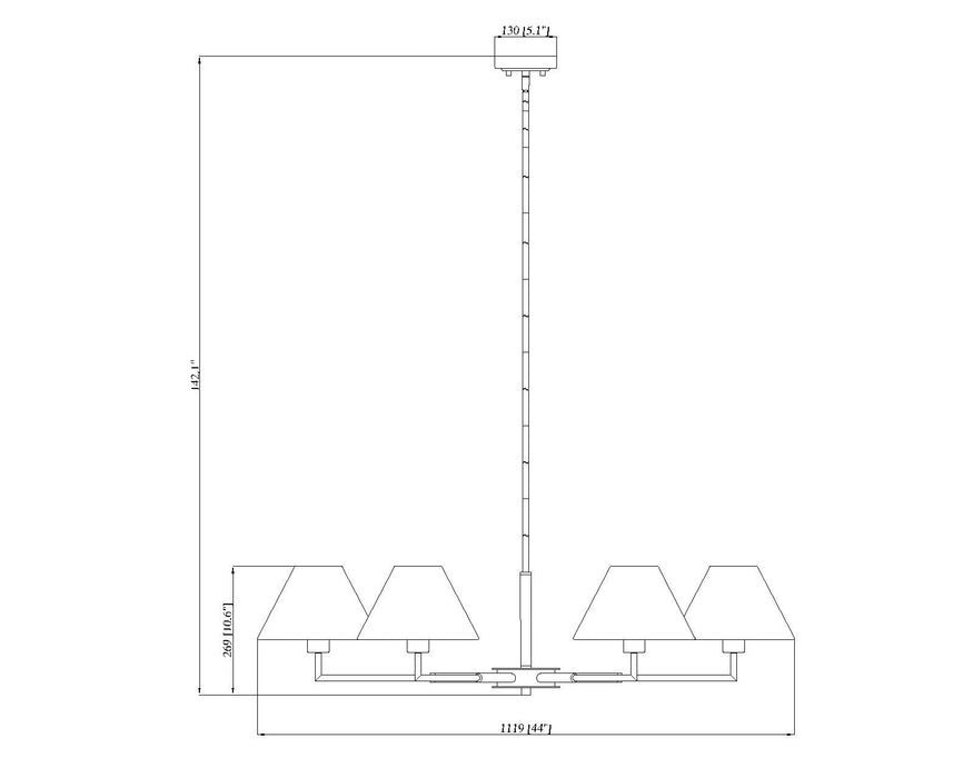 Chandelier Z-Lite 744-44R-BN Brushed Nickel Leila 6 Light Chandelier Z-Lite