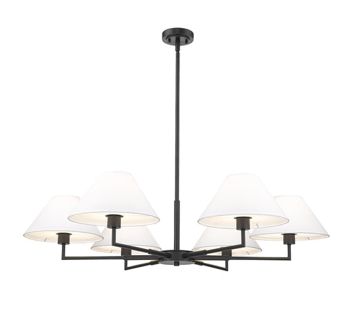 Chandelier Z-Lite 744-44R-MB Matte Black Leila 6 Light Chandelier Z-Lite
