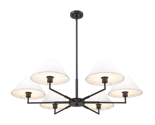 Chandelier Z-Lite 744-44R-MB Matte Black Leila 6 Light Chandelier Z-Lite