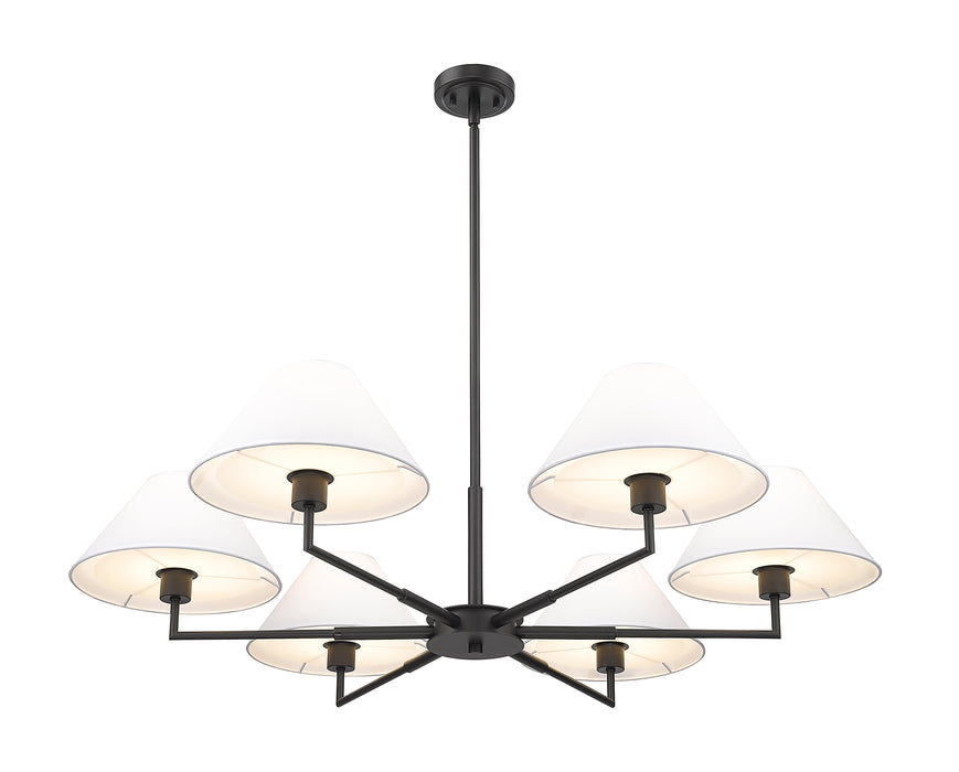 Chandelier Z-Lite 744-44R-MB Matte Black Leila 6 Light Chandelier Z-Lite