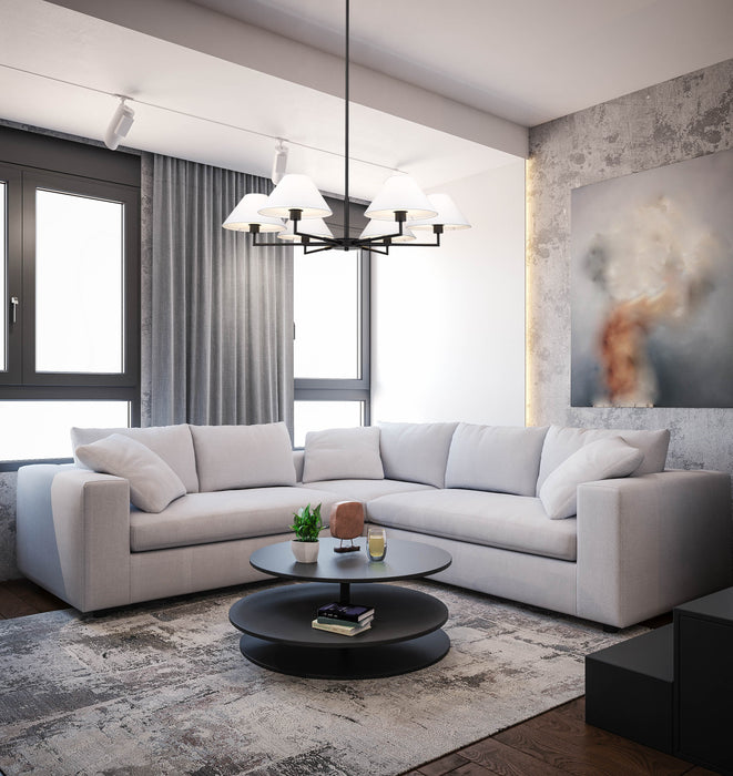 Chandelier Z-Lite 744-44R-MB Matte Black Leila 6 Light Chandelier Z-Lite