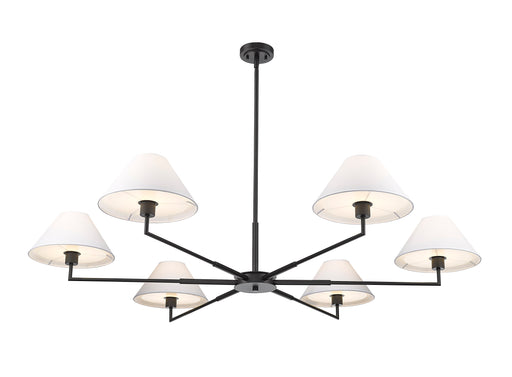 Chandelier Z-Lite 744-63R-MB Matte Black Leila 6 Light Chandelier Z-Lite