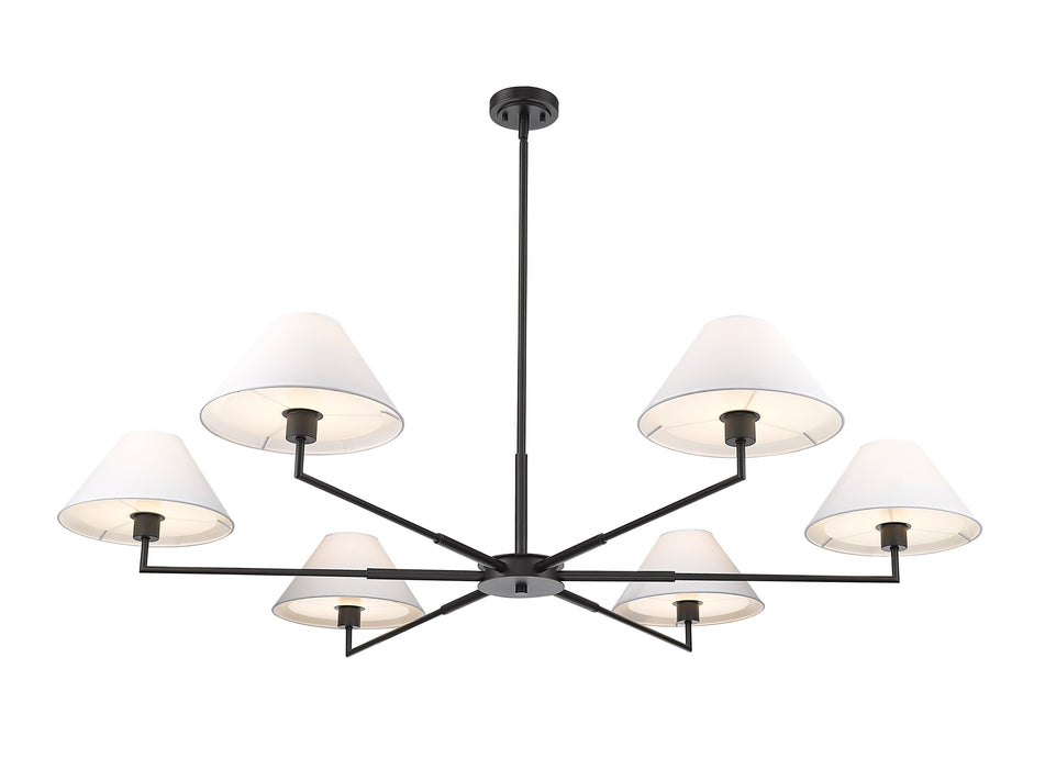 Chandelier Z-Lite 744-63R-MB Matte Black Leila 6 Light Chandelier Z-Lite