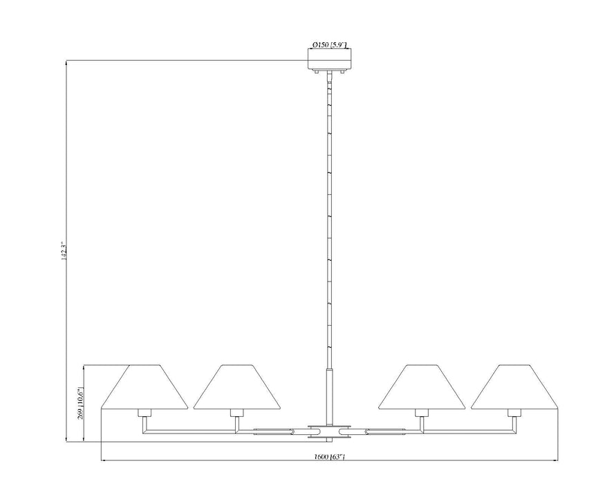 Chandelier Z-Lite 744-63R-MB Matte Black Leila 6 Light Chandelier Z-Lite