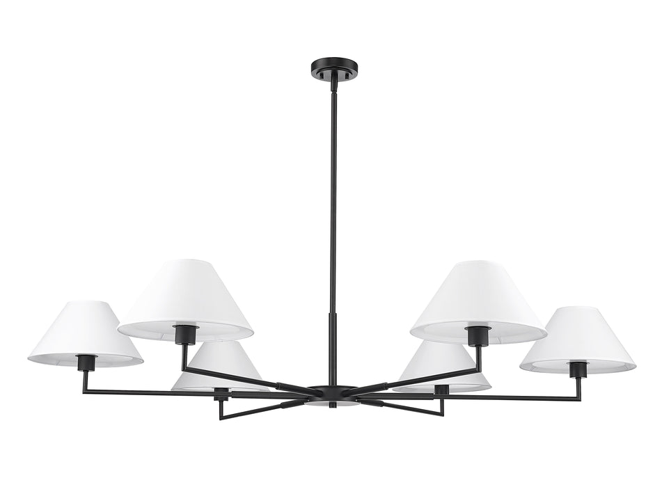 Chandelier Z-Lite 744-63R-MB Matte Black Leila 6 Light Chandelier Z-Lite