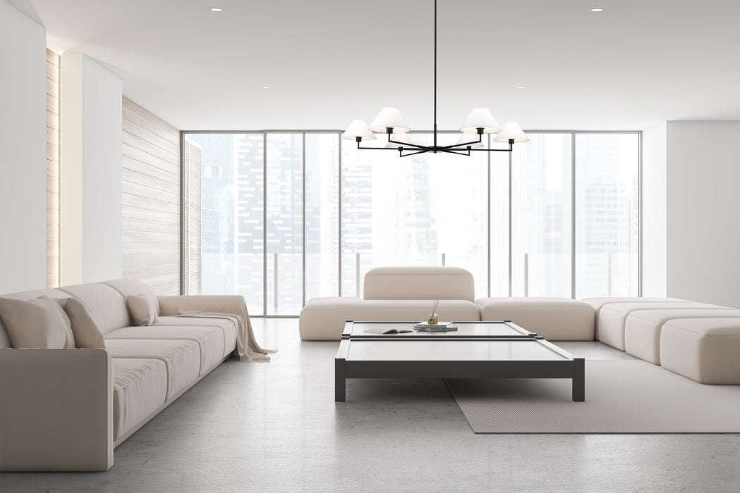 Chandelier Z-Lite 744-63R-MB Matte Black Leila 6 Light Chandelier Z-Lite