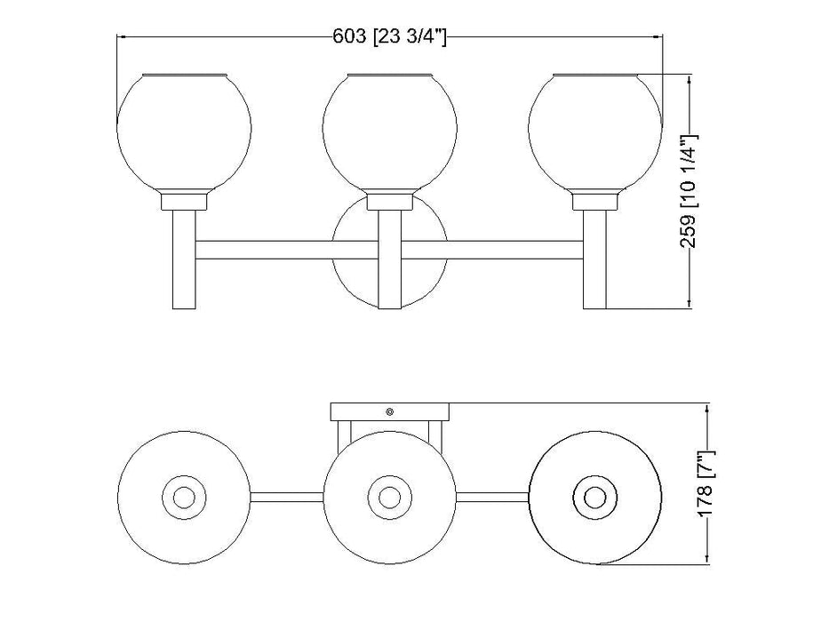 Vanity Z-Lite 7502-3V-BG Brushed Gold Sutton 3 Light Vanity Z-Lite