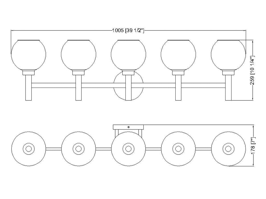 Vanity Z-Lite 7502-5V-BG Brushed Gold Sutton 5 Light Vanity Z-Lite